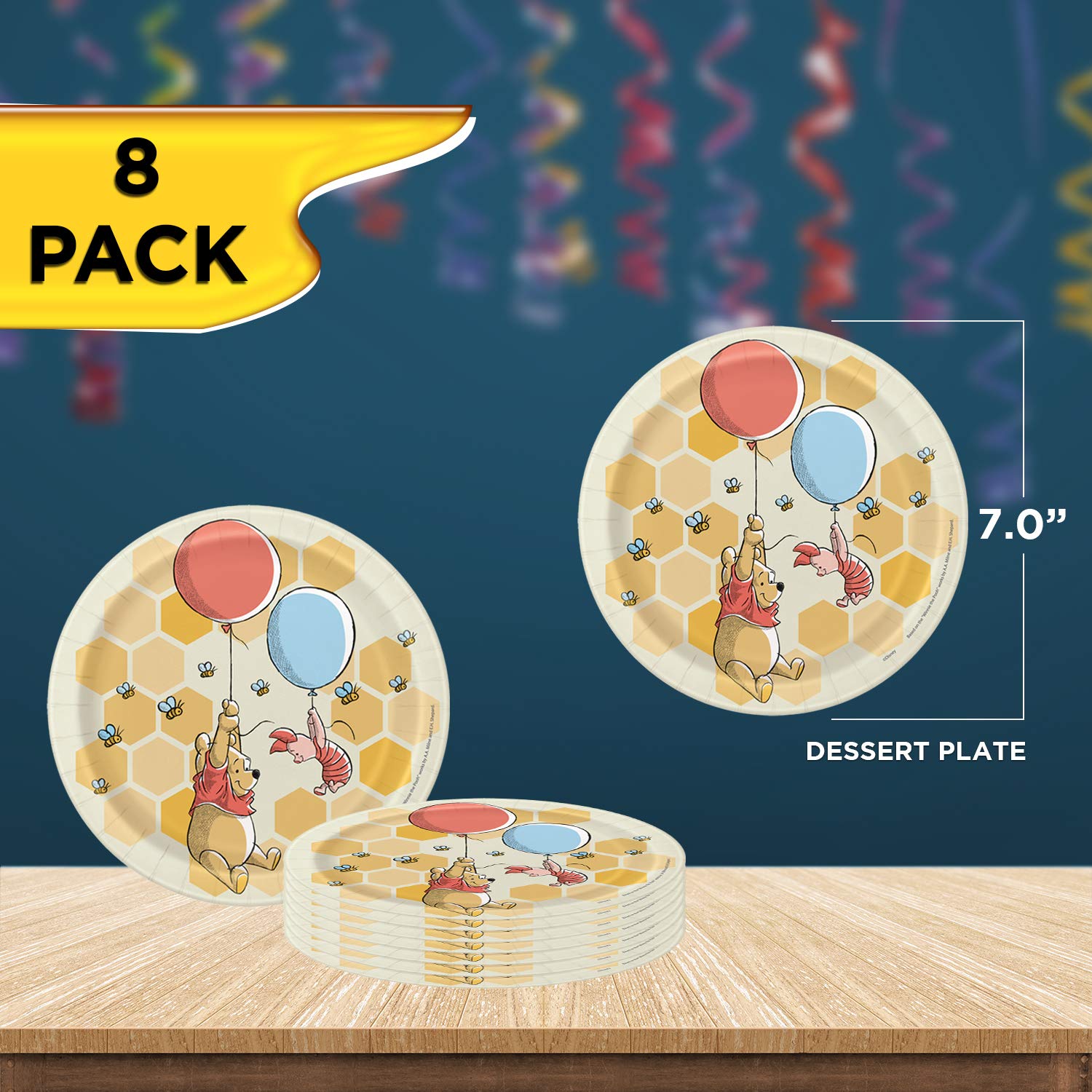 Unique Disney Winnie The Pooh Dinnerware Party Bundle | Luncheon Napkins, Dinner & Dessert Plates, Table Cover | Great For Theme